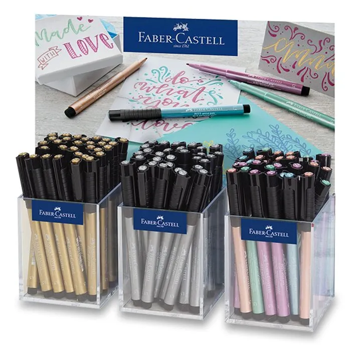 Główne zdjęcie produktu Popisovač Faber-Castell Pitt Artist Pen Metallic stojánek, 90 ks