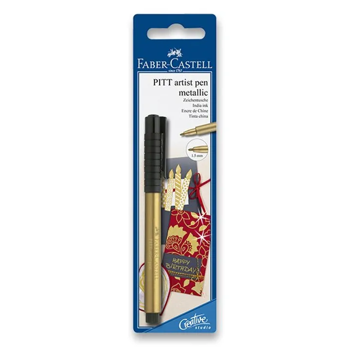 Główne zdjęcie produktu Popisovač Pitt Artist Pen Metallic BL 1ks, zlatá Faber Castell (167397)