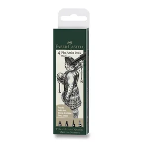Faber-Castell Pitt Artist Pen zestaw 4 sztuk, 1,5 mm, C, B, FM, czarny