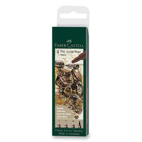 Faber-Castell Pitt Artist Pen zestaw 4 sztuk, S, F, M, B, sepia