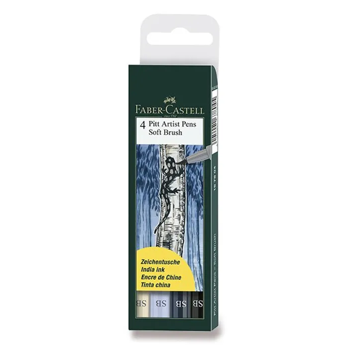 Główne zdjęcie produktu Popisovač Faber-Castell Pitt Artist Pen Soft Brush - 4 kusy