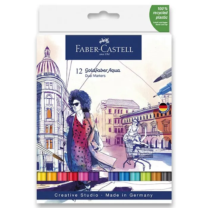 Główne zdjęcie produktu Popisovač Goldfaber Aqua Dual, papírová krabička 12 ks Faber-Castell 164612