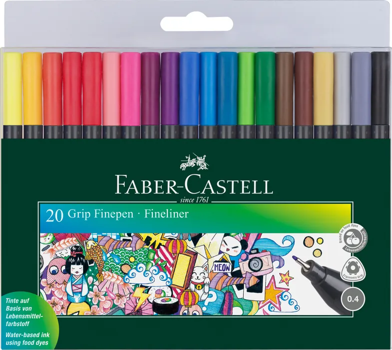 Główne zdjęcie produktu Popisovač Grip Sada 0.4mm, 20ks Faber Castell 151620