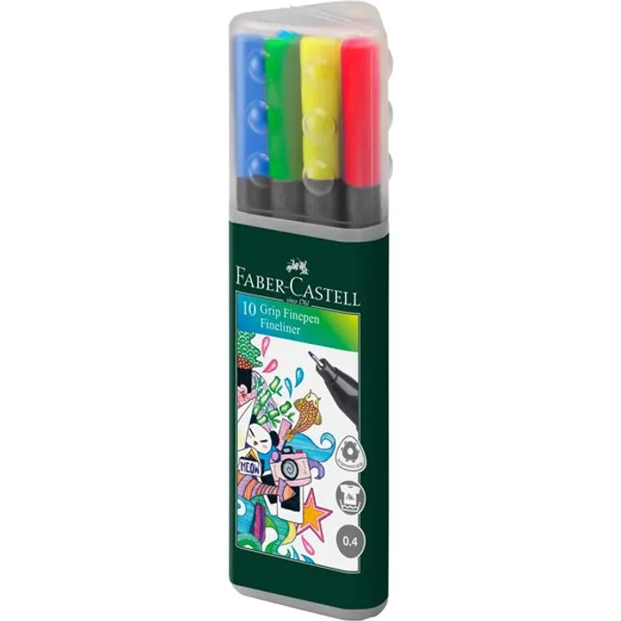 Główne zdjęcie produktu Popisovač Grip Sada 0.4mm, plastový box 10ks Faber Castell 151611