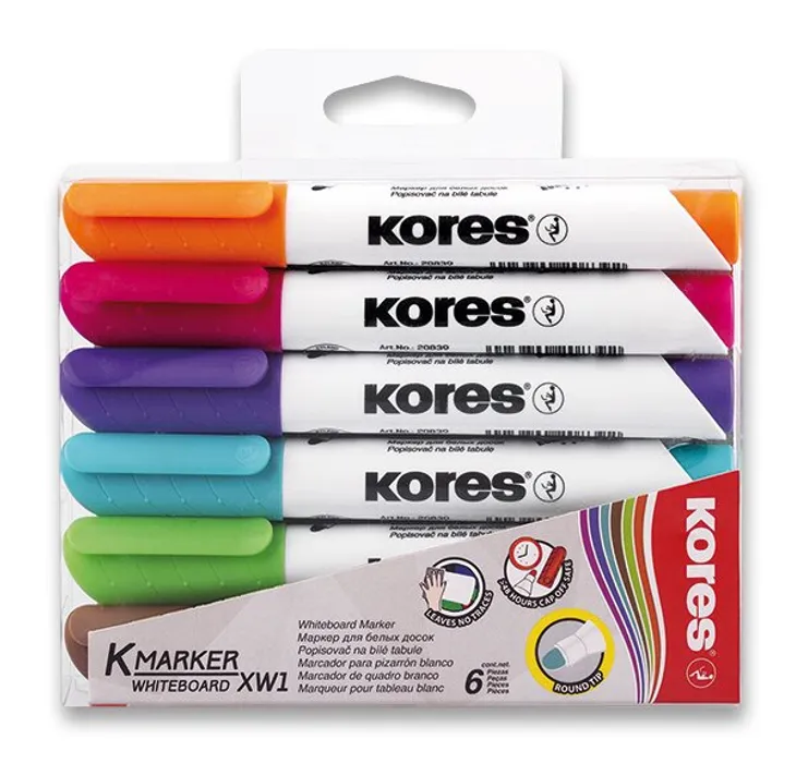 Główne zdjęcie produktu Popisovač Kores K-Marker Whiteboard sada 6 barev