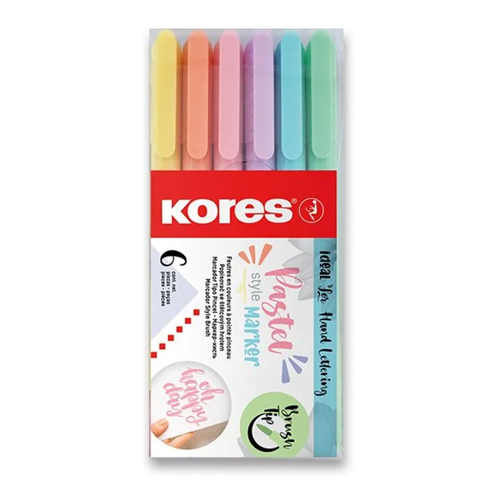 Główne zdjęcie produktu Popisovač Kores Style Brush Marker Pastel, 6 barev