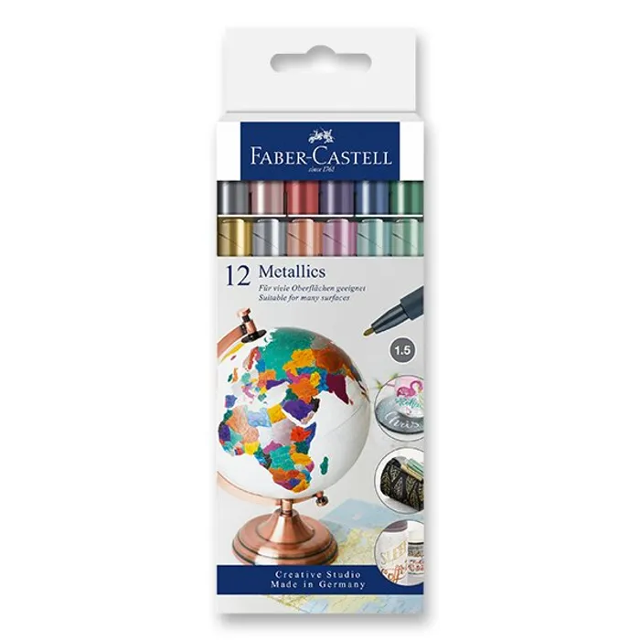 Główne zdjęcie produktu Popisovač Metallic, papírová krabička 12 ks Faber-Castell 160713