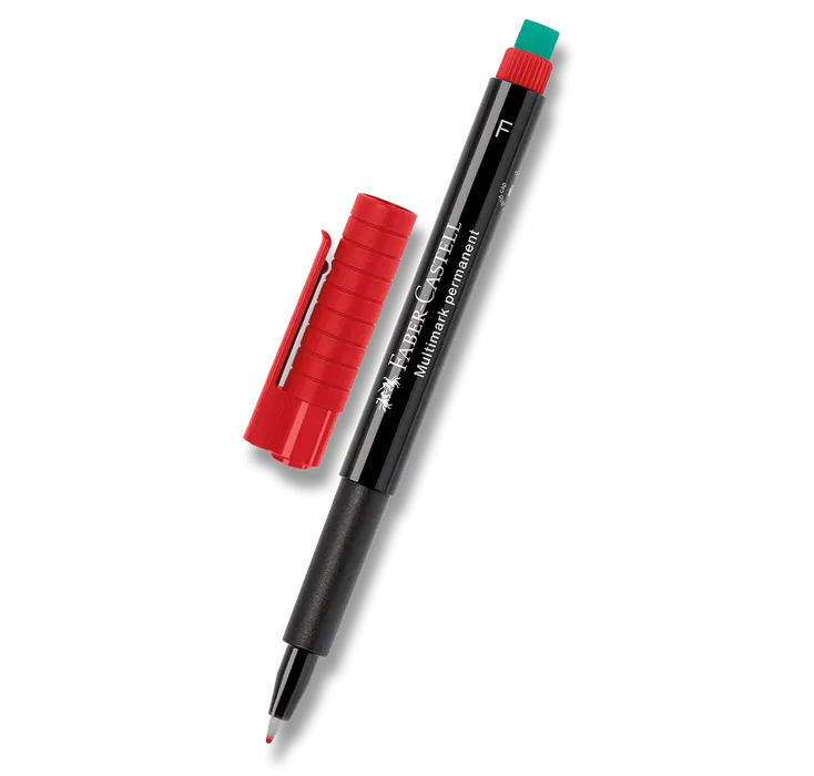 Główne zdjęcie produktu Popisovač Multimark permanent F, červená Faber Castell (151321)