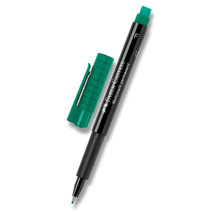 Główne zdjęcie produktu Popisovač Multimark permanent F, zelená Faber Castell (151363)