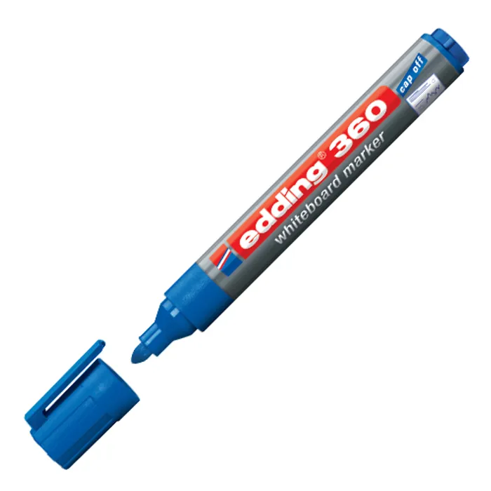 Główne zdjęcie produktu Popisovač na bílou tabuli a flipchart "360", modrá, 1,5-3mm, kuželový hrot, EDDING