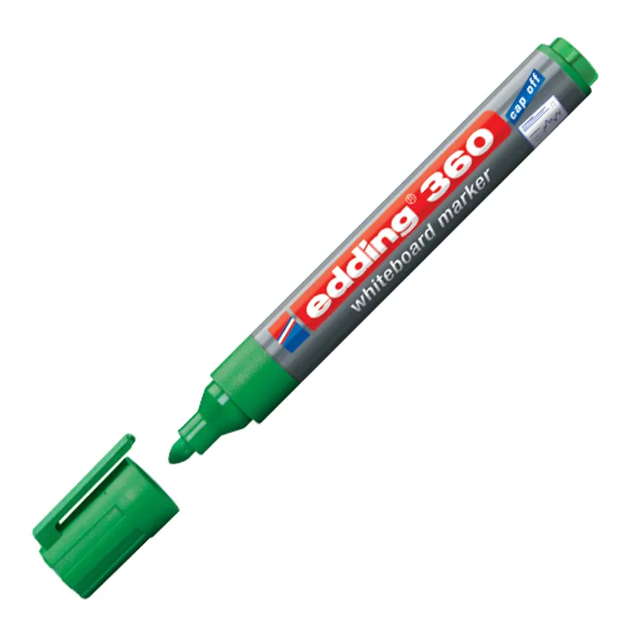 Główne zdjęcie produktu Popisovač na bílou tabuli a flipchart "360", zelená, 1,5-3mm, kuželový hrot, EDDING