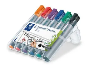 Marker do flipchartów Lumocolor 356, zestaw, 6 kolorów, końcówka stożkowa, STAEDTLER