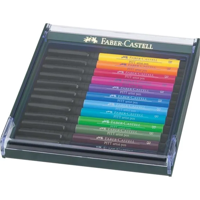 Główne zdjęcie produktu Popisovač Pitt Artist Pen Brush 12ks, základní barvy  Faber Castell 267421