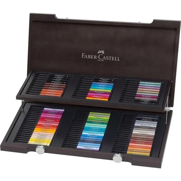 Główne zdjęcie produktu Popisovač Pitt Artist Pen Brush dřevěná kazeta 90ks  Faber Castell 167400