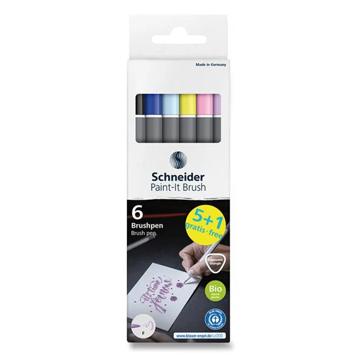 Główne zdjęcie produktu Popisovač Schneider Paint-it 070 Brush sada, 6 ks, pastelové barvy