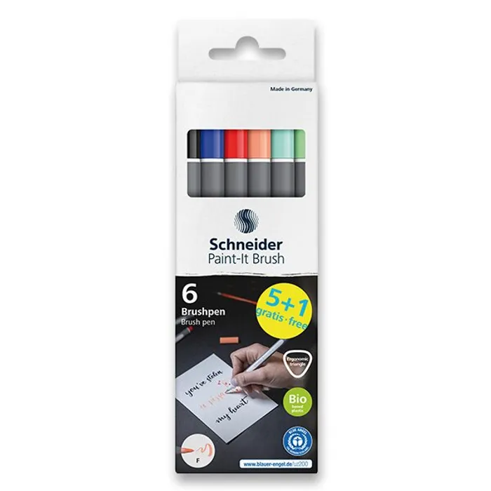 Główne zdjęcie produktu Popisovač Schneider Paint-it 070 Brush sada 6 ks, základní a pastelové barvy