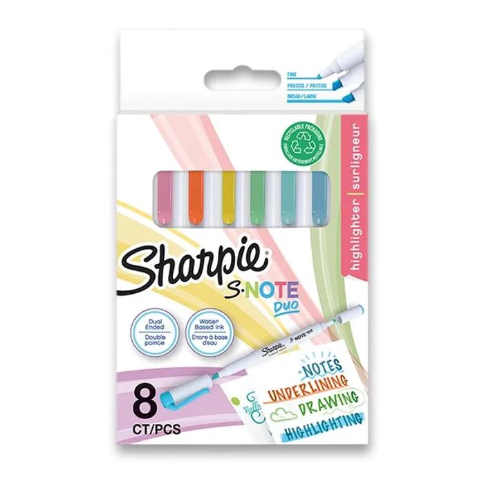 Główne zdjęcie produktu Popisovač Sharpie S-Note Duo souprava, 8 barev