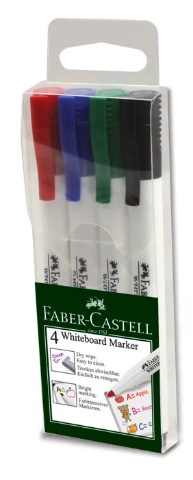 Główne zdjęcie produktu Popisovač Whiteboard Marker Slim, plastové pouzdro 4ks  Faber Castell 156072