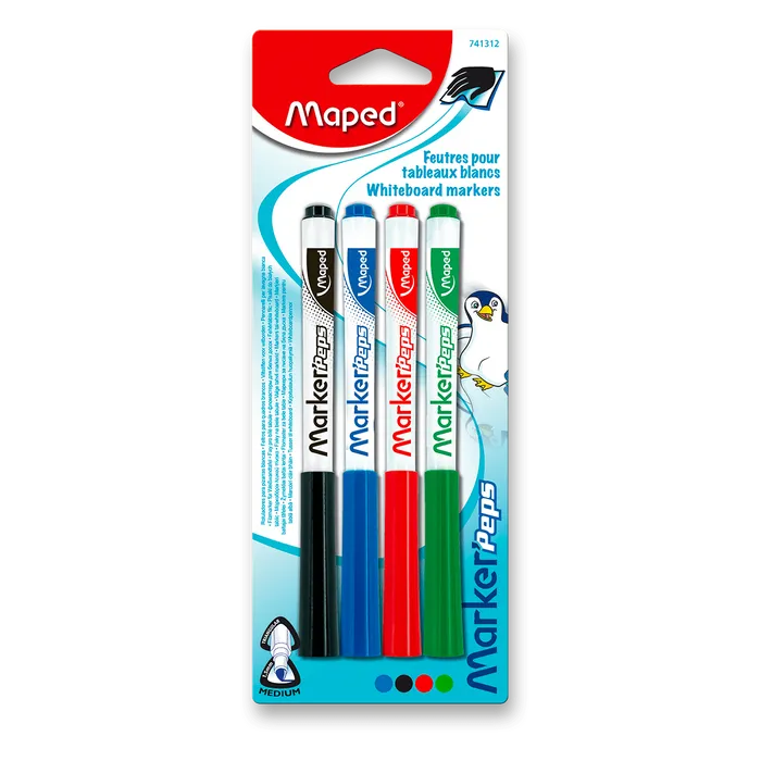Główne zdjęcie produktu Popisovač Whiteboard Peps, souprava 4 ks, blistr