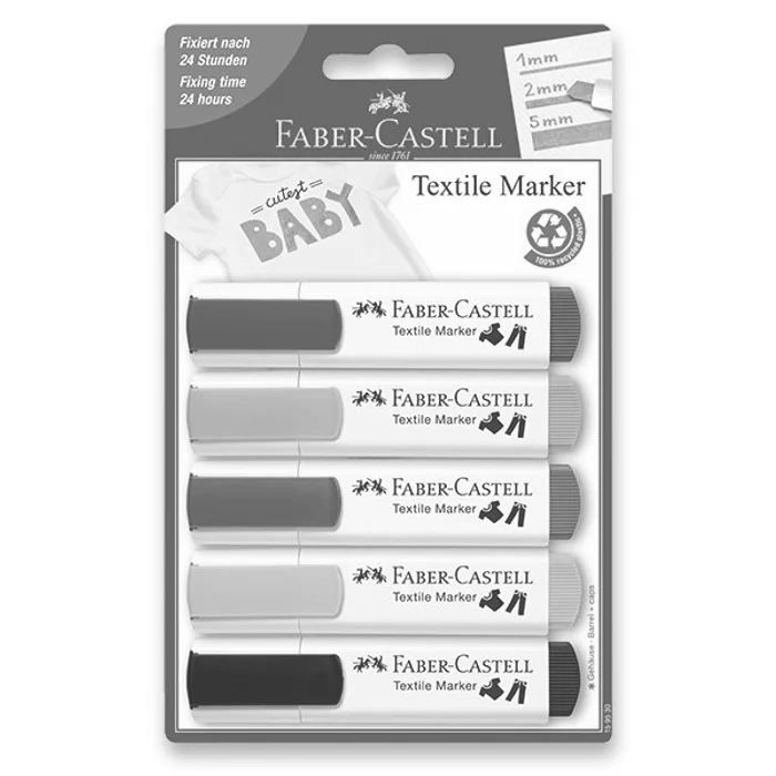 Główne zdjęcie produktu Popisovače Faber-Castell 159530 textilní, Baby barvy, sada 5 ks