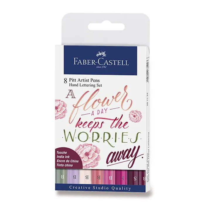 Główne zdjęcie produktu Popisovače Faber-Castell 267124 Pitt Artist Pen Hand Lettering 8 kusů