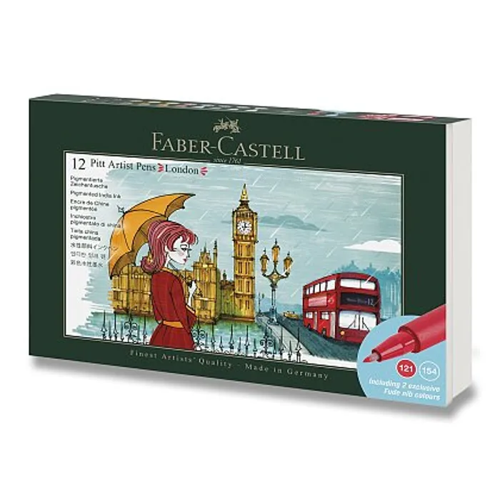 Główne zdjęcie produktu Popisovače Faber-Castell Pitt Artist Pen London - 12 ks