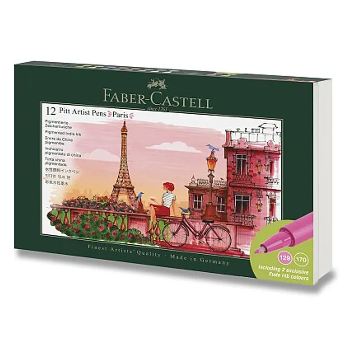 Główne zdjęcie produktu Popisovače Faber-Castell Pitt Artist Pen Paris - 12 ks