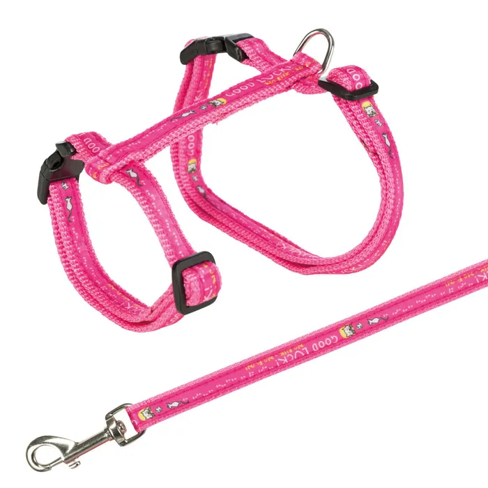 Główne zdjęcie produktu Postroj pro kočku s vodítkem XL GOOD LUCK 34-57cm/13mm