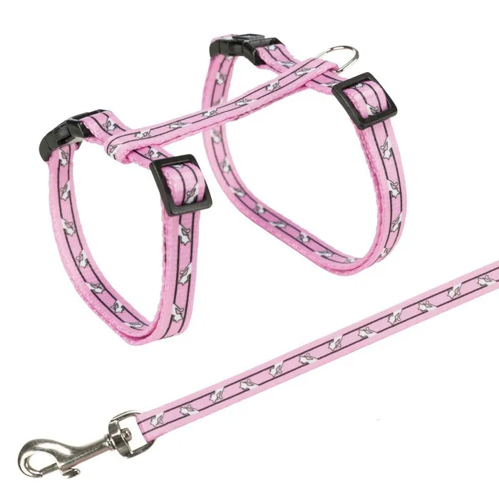 Główne zdjęcie produktu Postroj s vodítkem pro kočku - motiv 27-45cm/10mm 1,20m