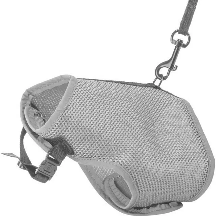 Główne zdjęcie produktu Postroj VESTA s vodítkem pro kočku 24-42 cm/1,20 m, šedobéžová