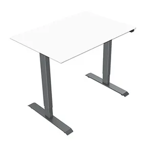 Biurko, elektycznie regulowany, Blat biały, 75x140cm, regulacja rozstawu 500mm, szary, 70 kg nośność, ergo