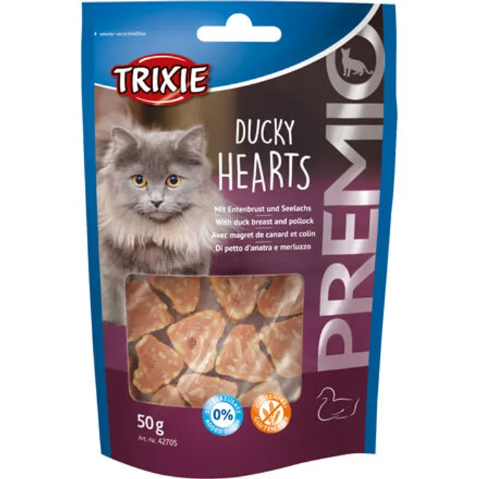 Główne zdjęcie produktu Premio HEARTS light- srdíčka z kachních prsíček a lososa 50g