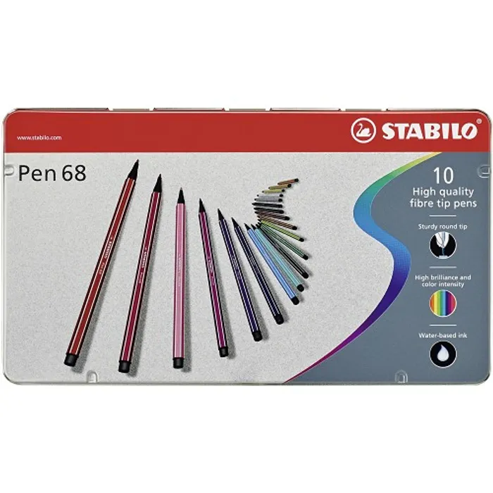 Główne zdjęcie produktu Prémiový vláknový fix - STABILO Pen 68 - 10 ks sada v plechu