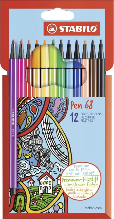 Główne zdjęcie produktu Prémiový vláknový fix - STABILO Pen 68 - 12 ks sada