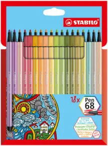 Marker fibrowy premium - STABILO Pen 68 - 18 szt. kpl