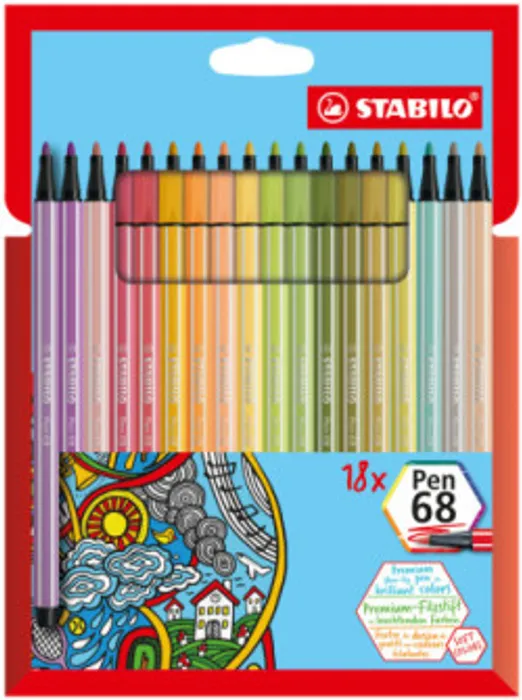 Główne zdjęcie produktu Prémiový vláknový fix - STABILO Pen 68 - 18 ks sada