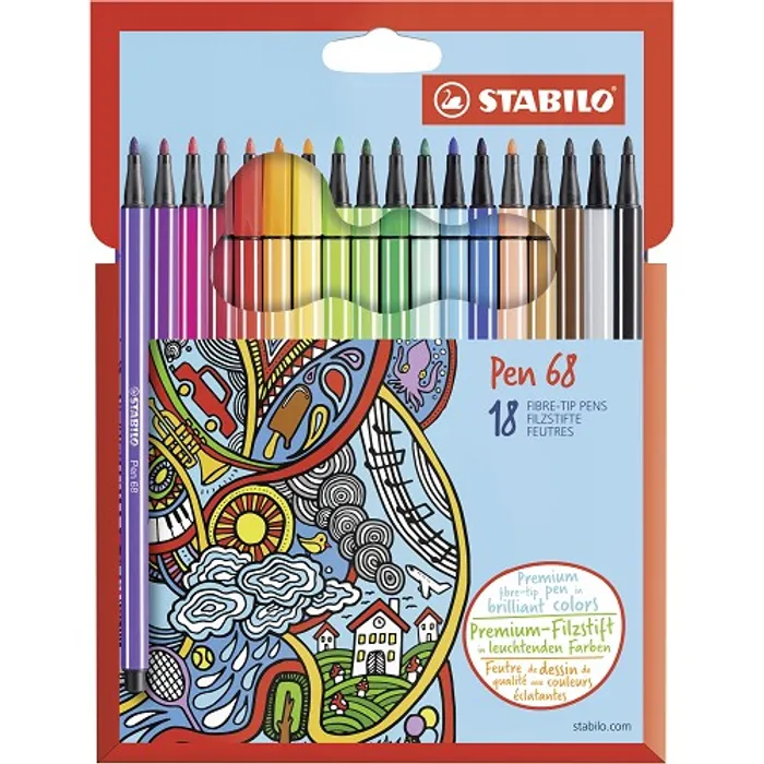 Główne zdjęcie produktu Prémiový vláknový fix - STABILO Pen 68 - 18 ks sada