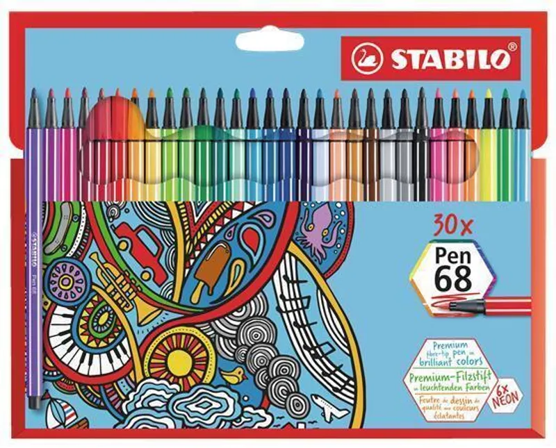 Główne zdjęcie produktu Prémiový vláknový fix - STABILO Pen 68 - 30 ks sada