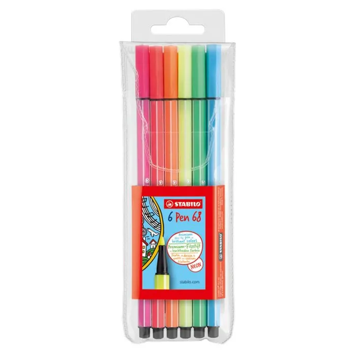 Główne zdjęcie produktu Prémiový vláknový fix - STABILO Pen 68 - 6 neonových barev
