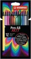 Marker fibrowy premium - STABILO Pen 68 - ARTY - kpl. 12 szt