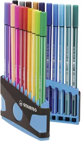 Marker fibrowy premium - STABILO Pen 68 - Colorparade - 20 szt. zestaw na biurko antracyt/jasnoniebieski