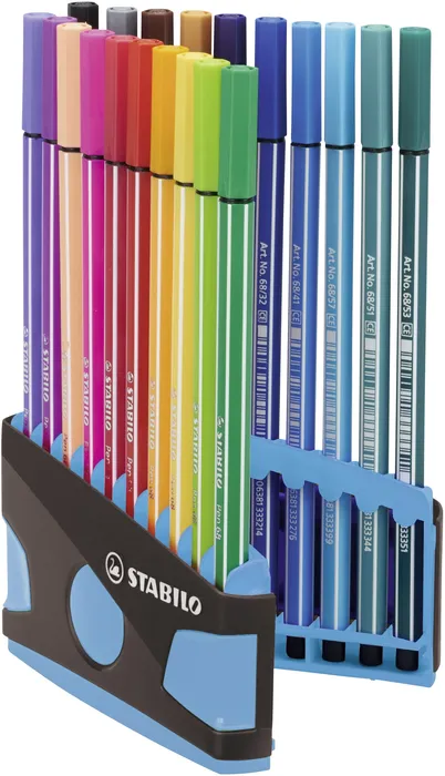 Główne zdjęcie produktu Prémiový vláknový fix - STABILO Pen 68 - Colorparade - 20 ks deskset antracit/světle modrá