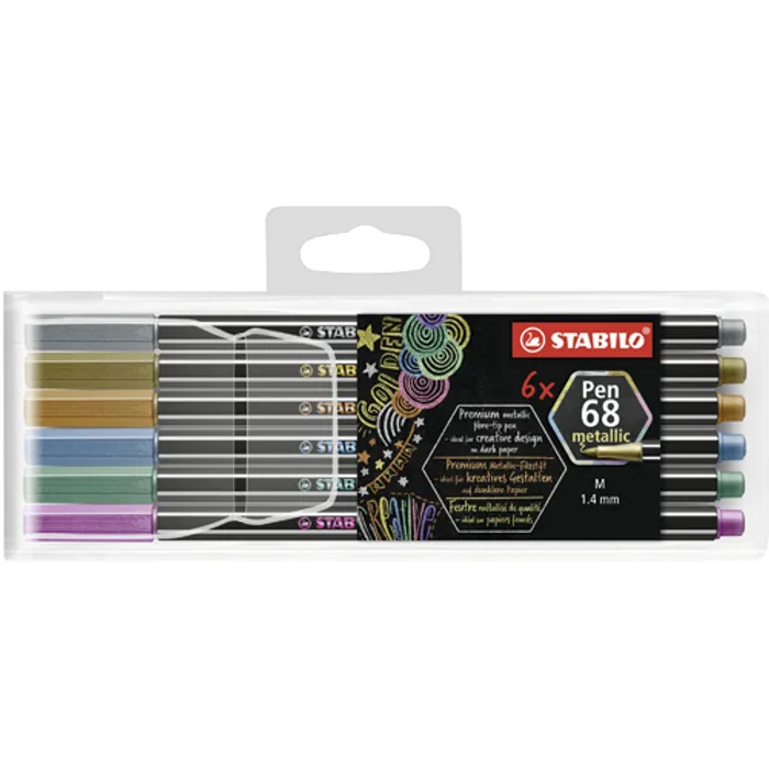 Główne zdjęcie produktu Prémiový vláknový metalický fix - STABILO Pen 68 metallic - 6 ks sada