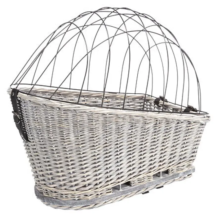 Główne zdjęcie produktu Přepravní proutěný koš na zadní nosič kola - šedý 35x49x55 cm (max. 8kg)
