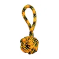 Přetahovadlo s uzlovaným míčem HipHop ROPE  o 7cm /20 cm, neon oranžová, černá, žlutá