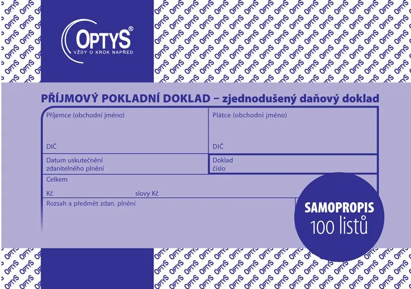 Główne zdjęcie produktu Příjmový doklad A6, zjednodušený, samopropisovací, 100 listů 1304