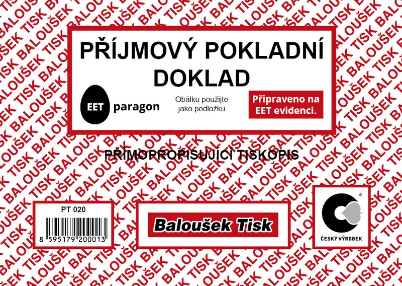 Główne zdjęcie produktu Přijmový pokladní doklad A6 propisující PT020