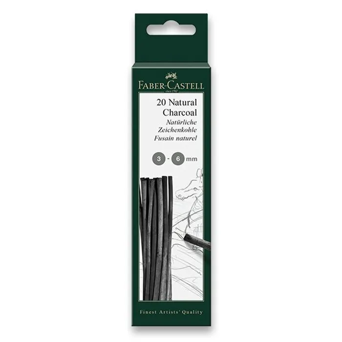 Główne zdjęcie produktu Přírodní uhel Faber-Castell Pitt Monochrome 3-6 mm, 20 kusů