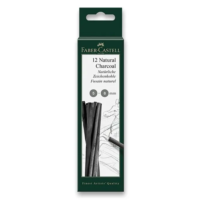 Główne zdjęcie produktu Přírodní uhel Faber-Castell Pitt Monochrome 5-8 mm, 12 kusů