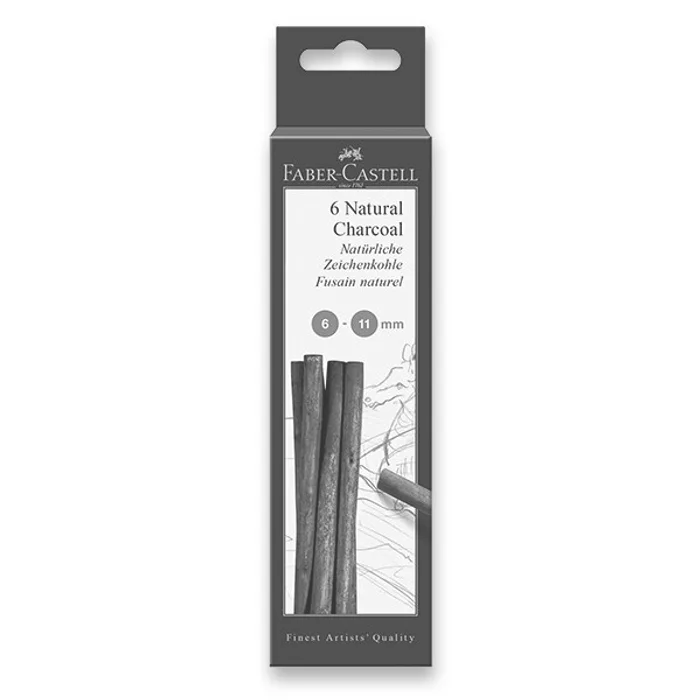 Główne zdjęcie produktu Přírodní uhel Faber-Castell Pitt Monochrome - 6-11 mm, 6 kusů
